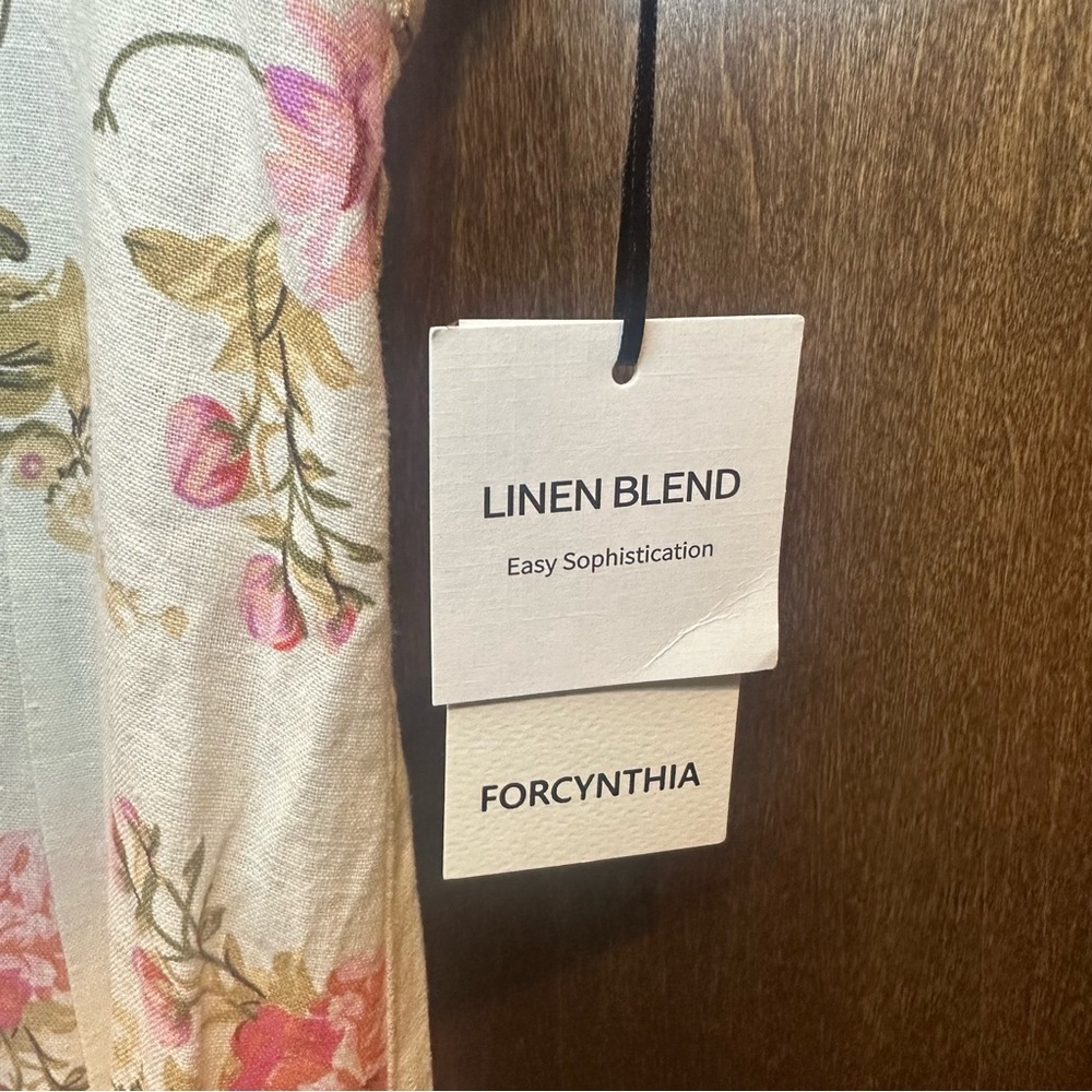 ForCynthia Floral Linen Blend Dress - Pink and white - Picture 3 of 7
